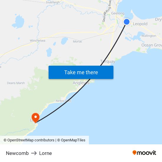 Newcomb to Lorne map