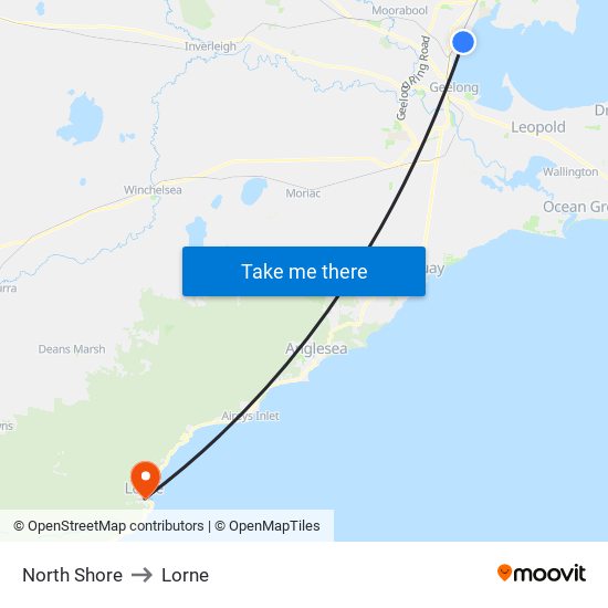 North Shore to Lorne map