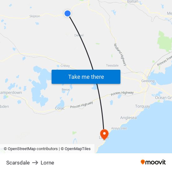 Scarsdale to Lorne map