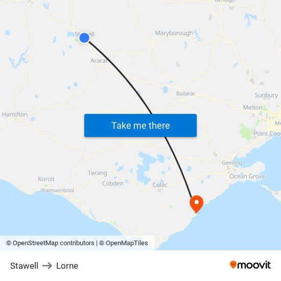 Stawell to Lorne map