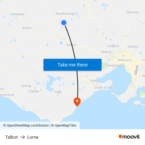Talbot to Lorne map