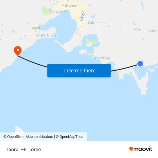 Toora to Lorne map