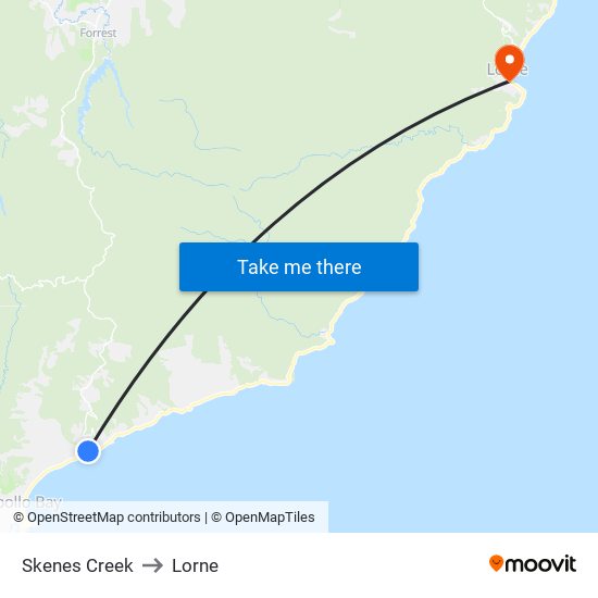 Skenes Creek to Lorne map