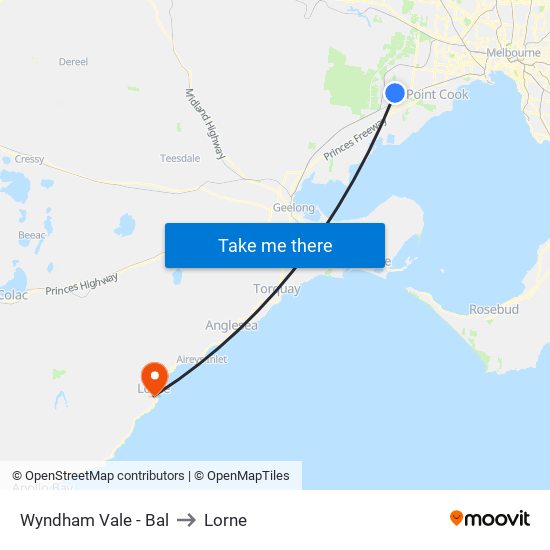 Wyndham Vale - Bal to Lorne map