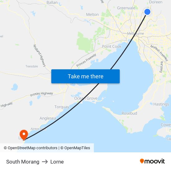 South Morang to Lorne map