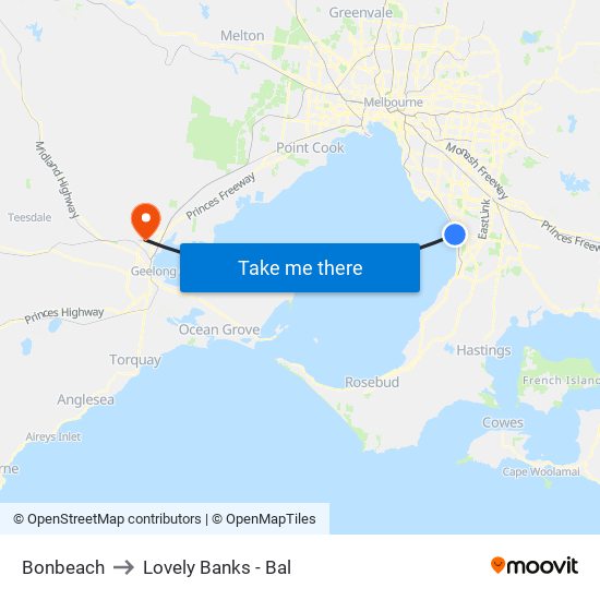 Bonbeach to Lovely Banks - Bal map