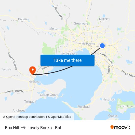 Box Hill to Lovely Banks - Bal map