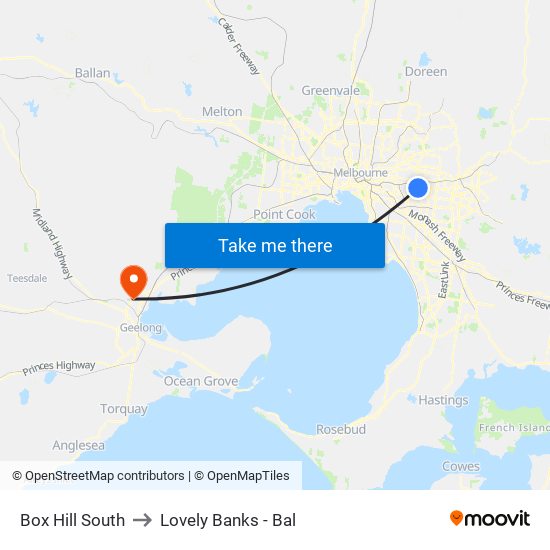 Box Hill South to Lovely Banks - Bal map