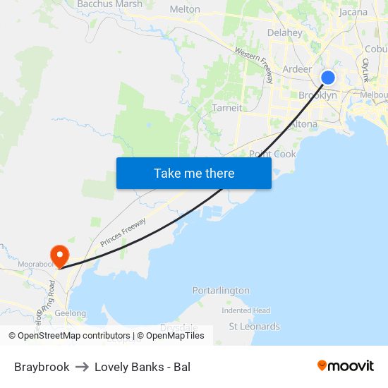 Braybrook to Lovely Banks - Bal map