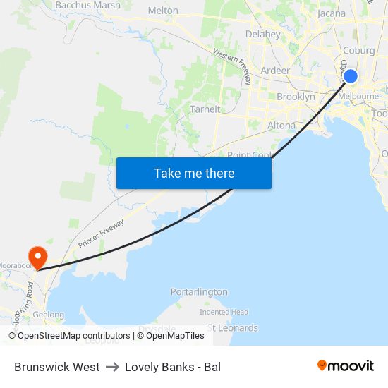 Brunswick West to Lovely Banks - Bal map
