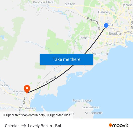 Cairnlea to Lovely Banks - Bal map