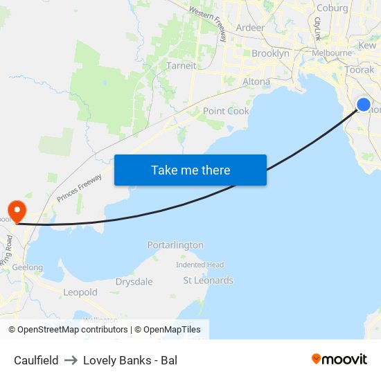 Caulfield to Lovely Banks - Bal map