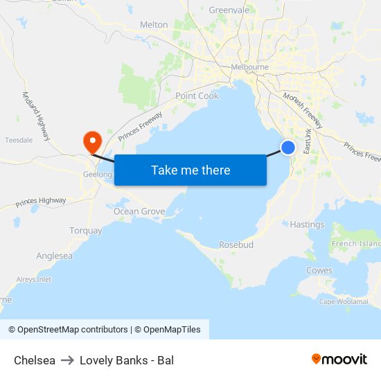 Chelsea to Lovely Banks - Bal map