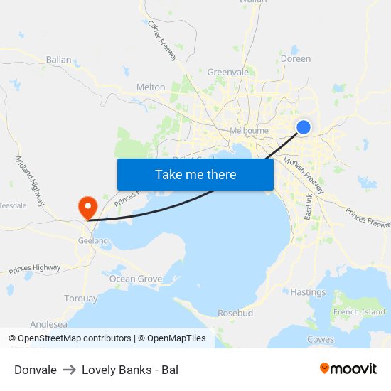 Donvale to Lovely Banks - Bal map