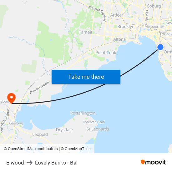 Elwood to Lovely Banks - Bal map