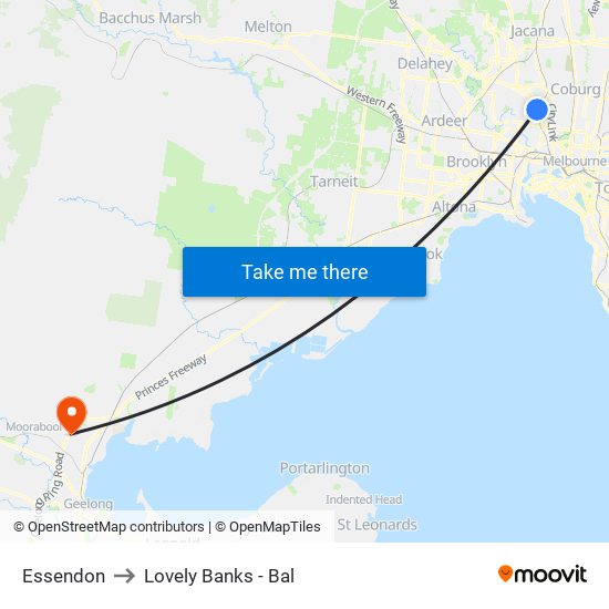 Essendon to Lovely Banks - Bal map