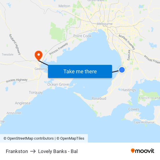 Frankston to Lovely Banks - Bal map