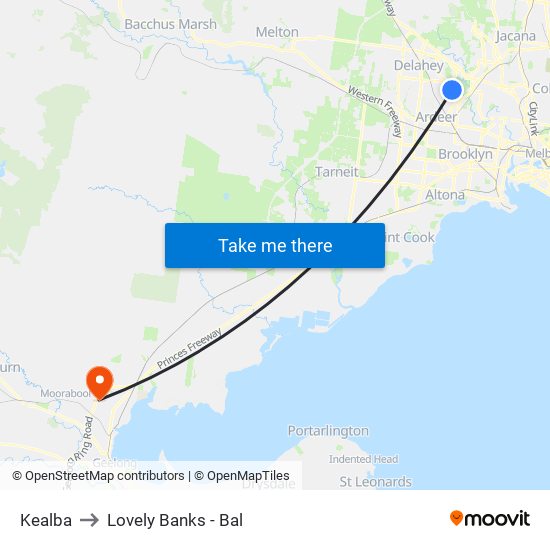 Kealba to Lovely Banks - Bal map