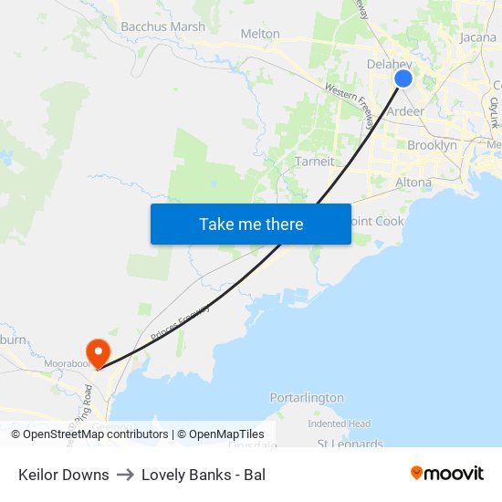 Keilor Downs to Lovely Banks - Bal map