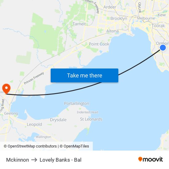 Mckinnon to Lovely Banks - Bal map
