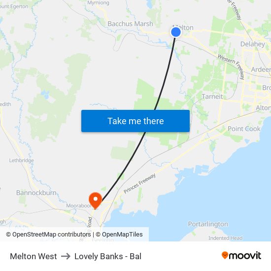 Melton West to Lovely Banks - Bal map