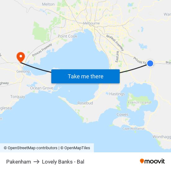 Pakenham to Lovely Banks - Bal map