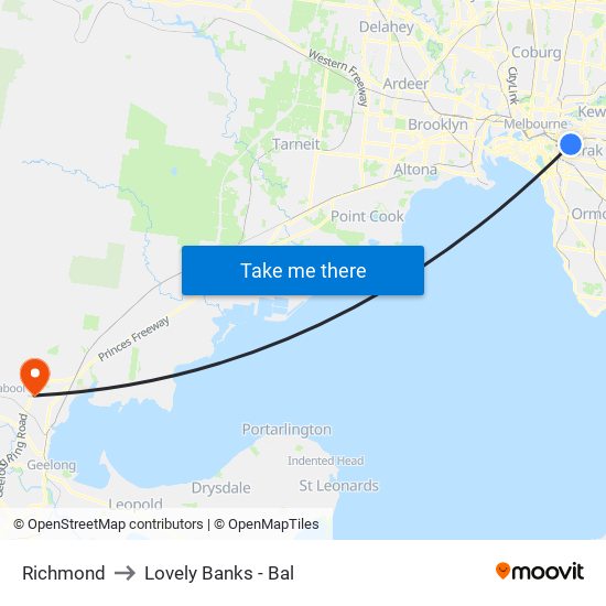 Richmond to Lovely Banks - Bal map