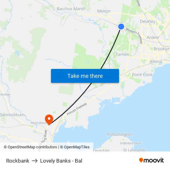 Rockbank to Lovely Banks - Bal map