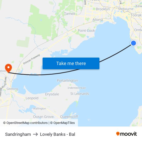 Sandringham to Lovely Banks - Bal map