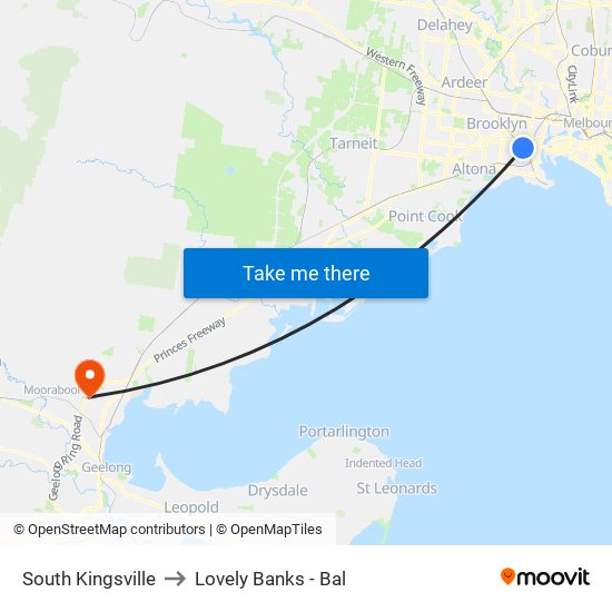 South Kingsville to Lovely Banks - Bal map