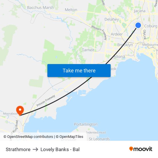 Strathmore to Lovely Banks - Bal map