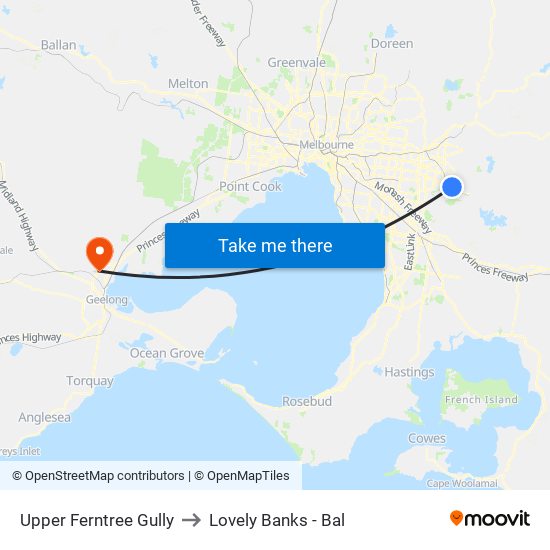 Upper Ferntree Gully to Lovely Banks - Bal map