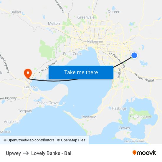 Upwey to Lovely Banks - Bal map