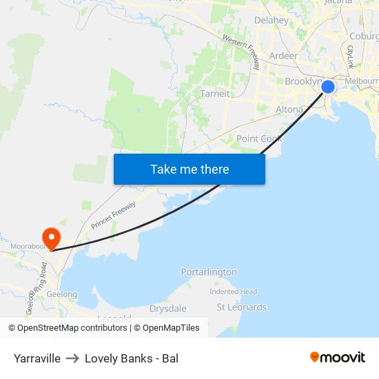 Yarraville to Lovely Banks - Bal map