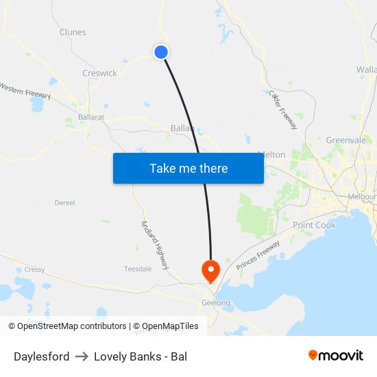 Daylesford to Lovely Banks - Bal map