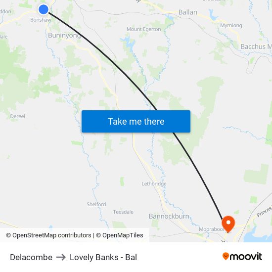 Delacombe to Lovely Banks - Bal map