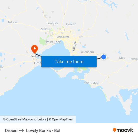 Drouin to Lovely Banks - Bal map