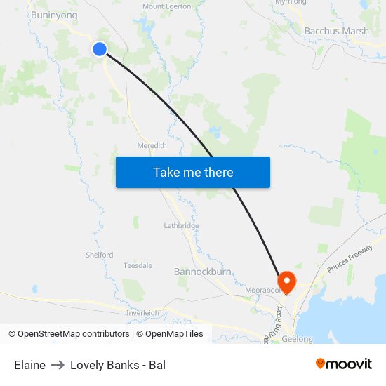 Elaine to Lovely Banks - Bal map