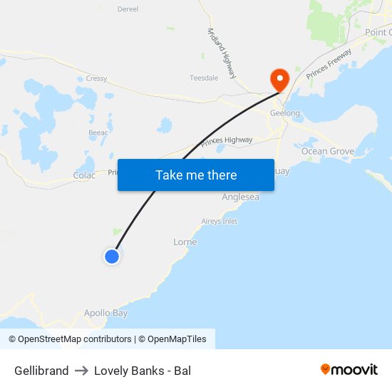Gellibrand to Lovely Banks - Bal map