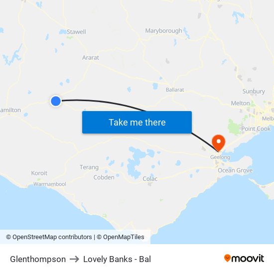 Glenthompson to Lovely Banks - Bal map