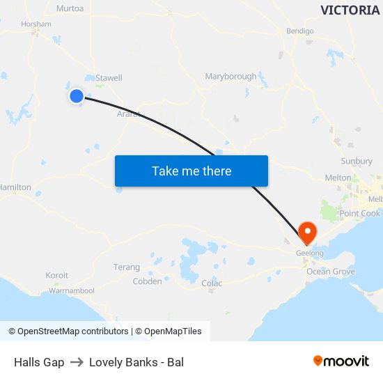 Halls Gap to Lovely Banks - Bal map