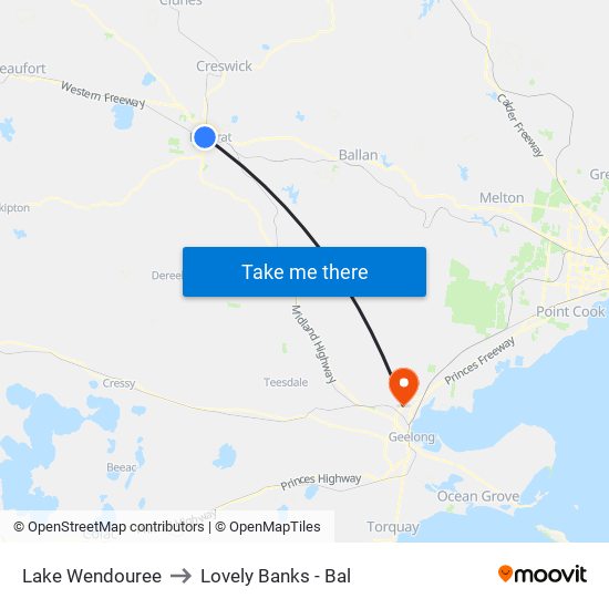 Lake Wendouree to Lovely Banks - Bal map