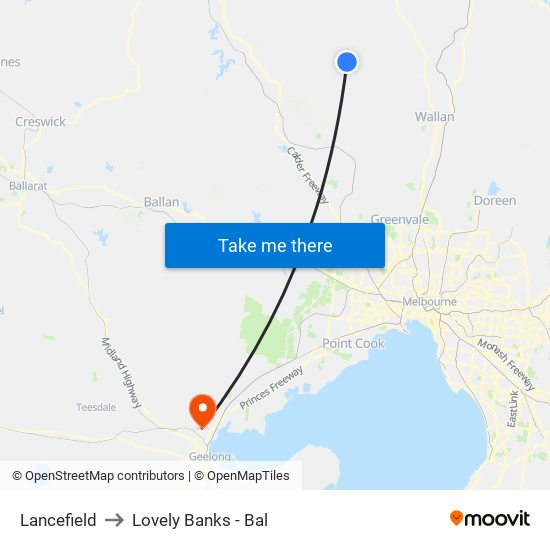 Lancefield to Lovely Banks - Bal map