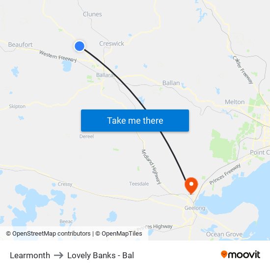 Learmonth to Lovely Banks - Bal map