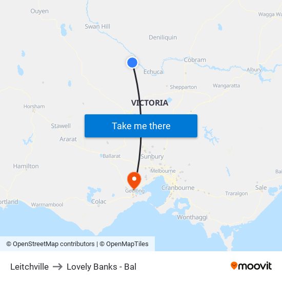 Leitchville to Lovely Banks - Bal map
