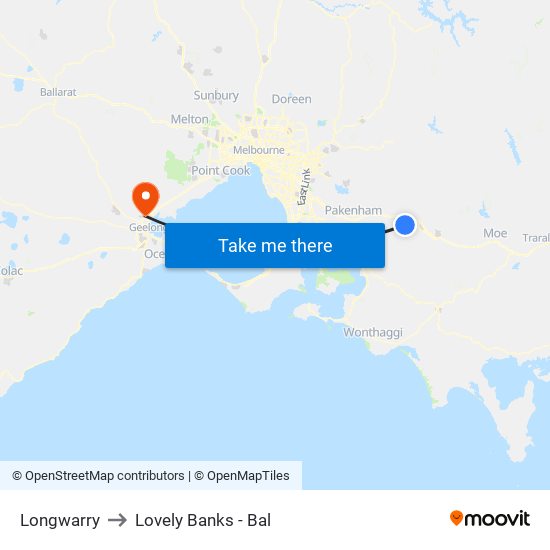 Longwarry to Lovely Banks - Bal map