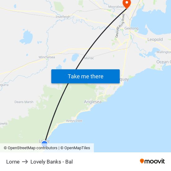 Lorne to Lovely Banks - Bal map