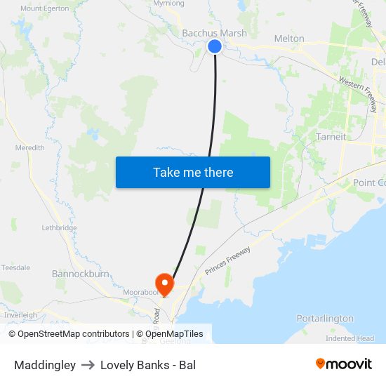 Maddingley to Lovely Banks - Bal map