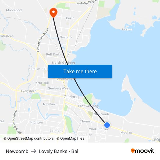 Newcomb to Lovely Banks - Bal map