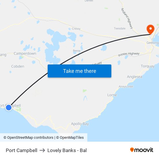 Port Campbell to Lovely Banks - Bal map